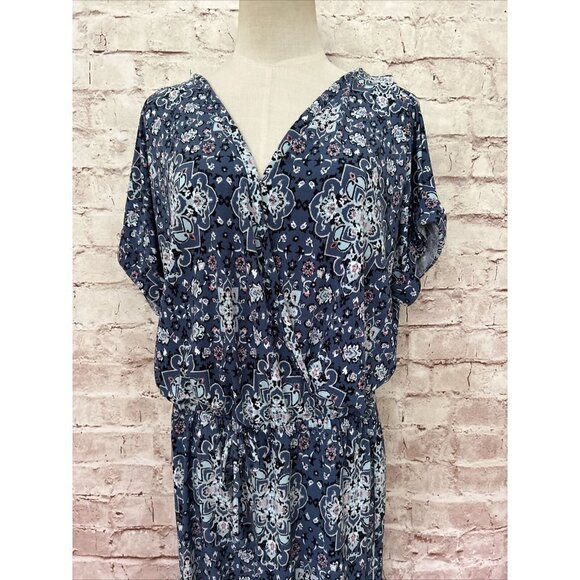 Style & Co Womens Wide-Leg Jumpsuit Blue Power Scarf Print Stretch Jersey - M - Picture 2 of 3